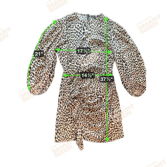 MAJE Ricata Leopard Print Ruched Ruffle Skirt Mini Dress Size FR 40 / US 8 - Picture 11 of 15